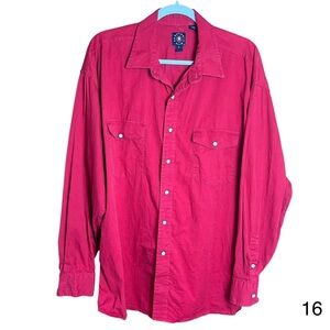 panhandle slim mens xl collar snap button front red long sleeve western wear